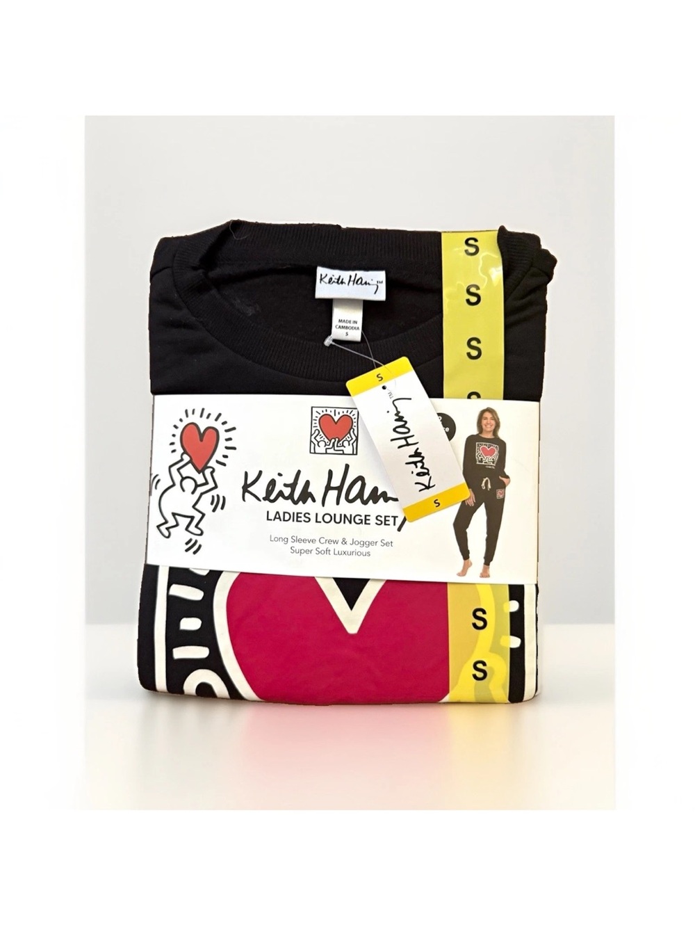 Kieth Haring Ladies Lounge Set - Black & Pink Crewneck and Joggers